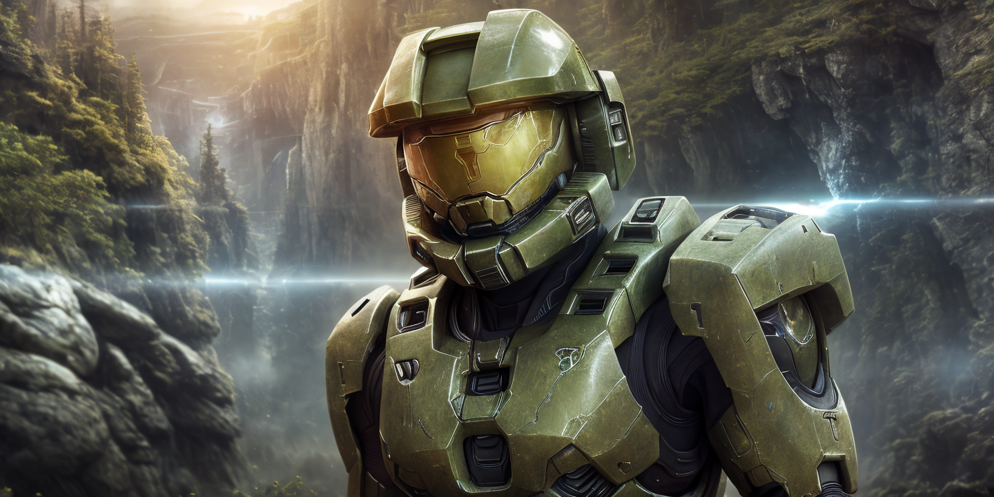 04153-2982575517-Futuristic landscape, portrait of Masterchief, style of Halo, cinematic lighting, depth of field, bokeh, realism, photorealistic.png